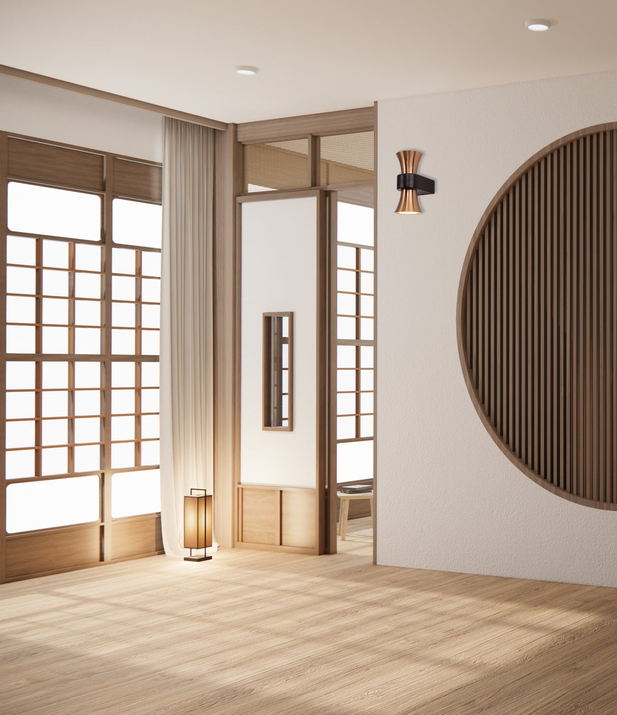 מנורת קיר אפ- דאון פארקר שחור+ נחושת | שחור