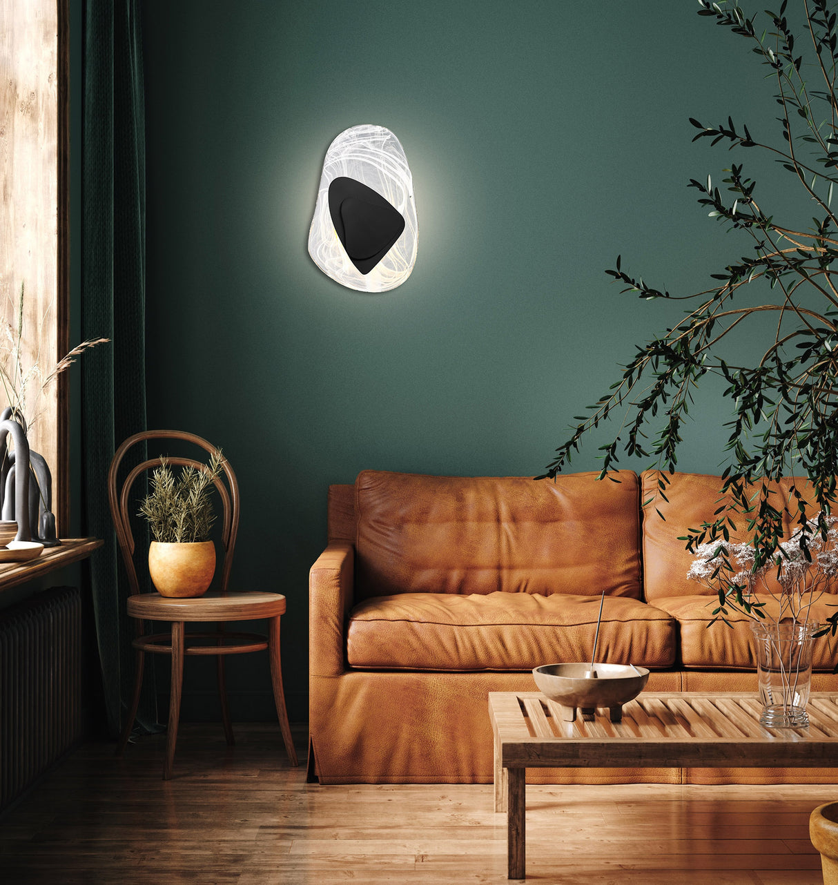 מנורת קיר לד שיש קווין שחור| זהב