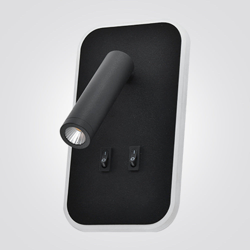 מנורת קיר קריאה מלבני מרובע שחור| לבן