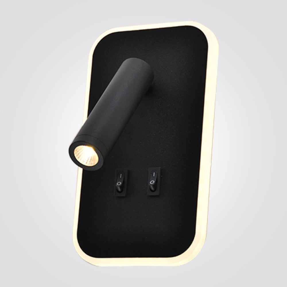 מנורת קיר קריאה מלבני מרובע שחור| לבן