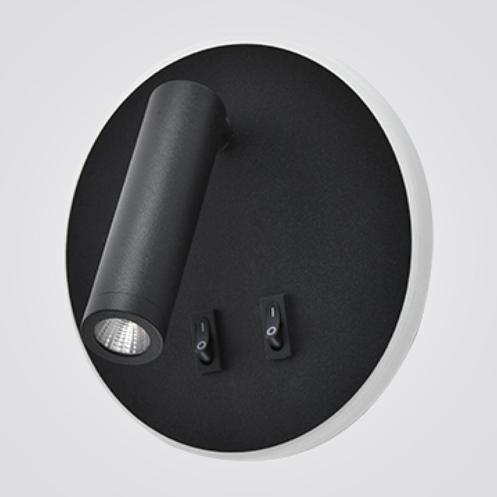 מנורת קיר קריאה מנואל עגול שחור| לבן