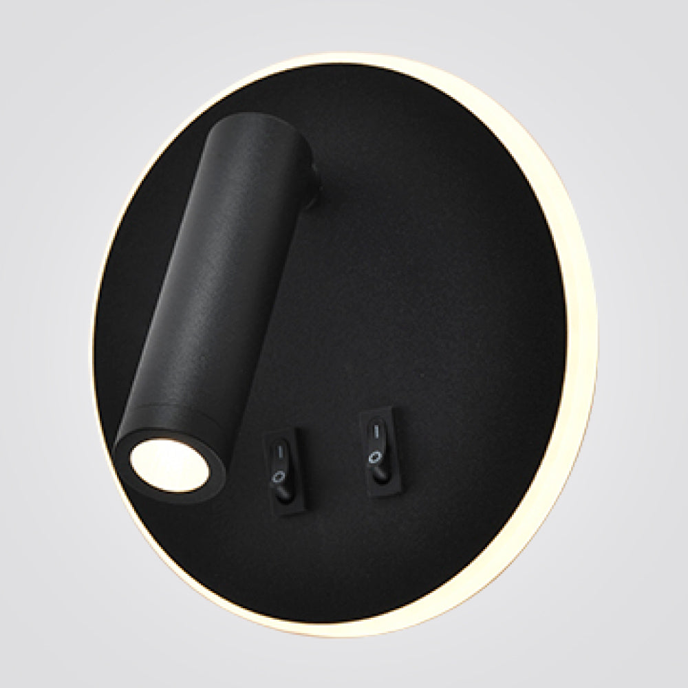 מנורת קיר קריאה מנואל עגול שחור| לבן