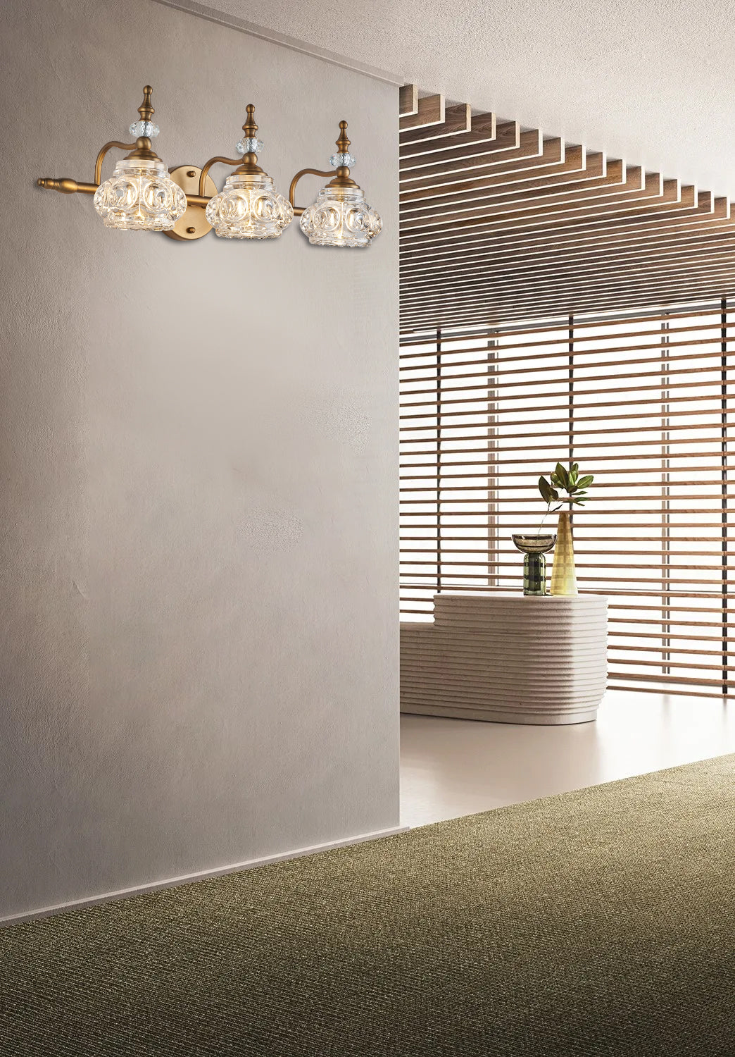 מנורת קיר אביב פליז שלישייה