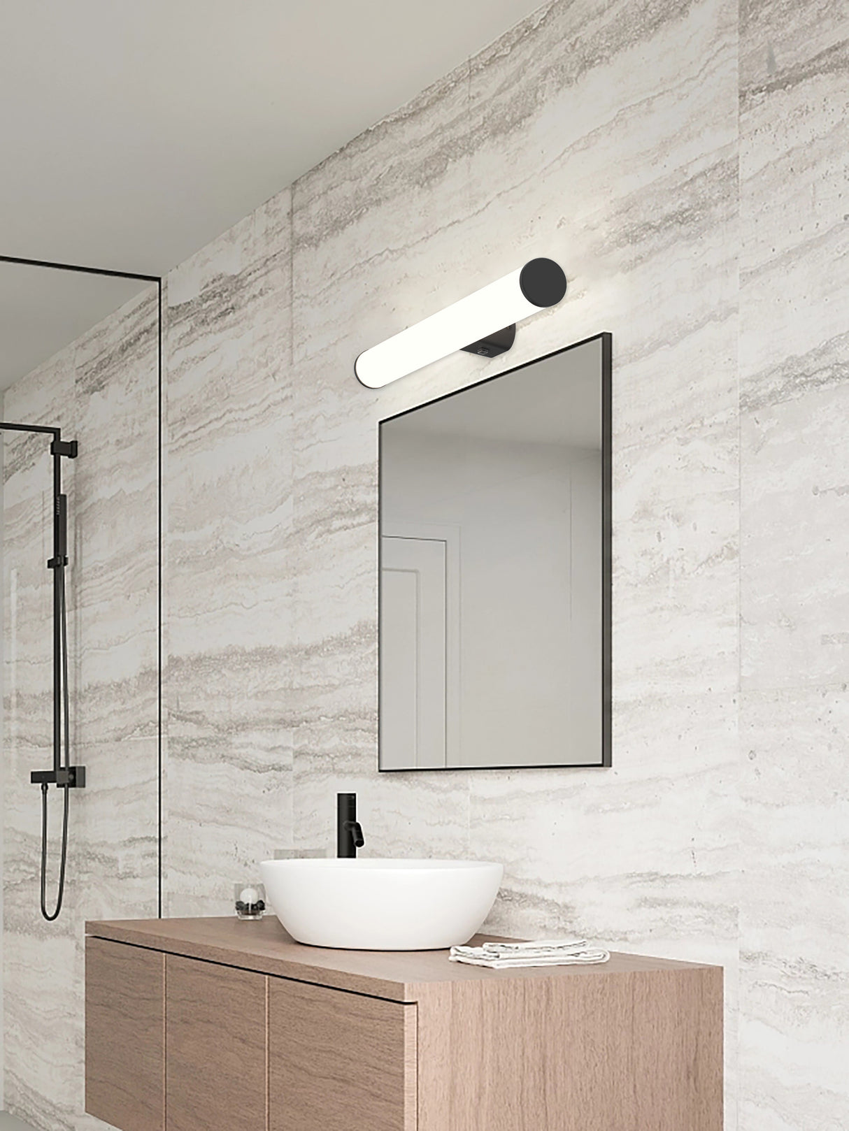 מנורת קיר מראה אמבטיה שון שחור| לבן| IP44| CCT