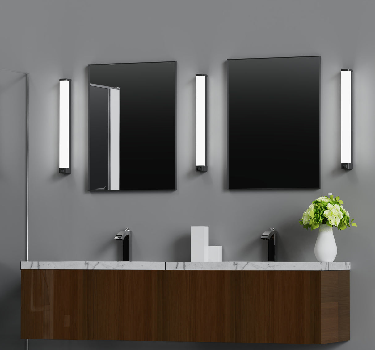 מנורת קיר מראה אמבטיה שחר שחור| לבן| IP44| CCT