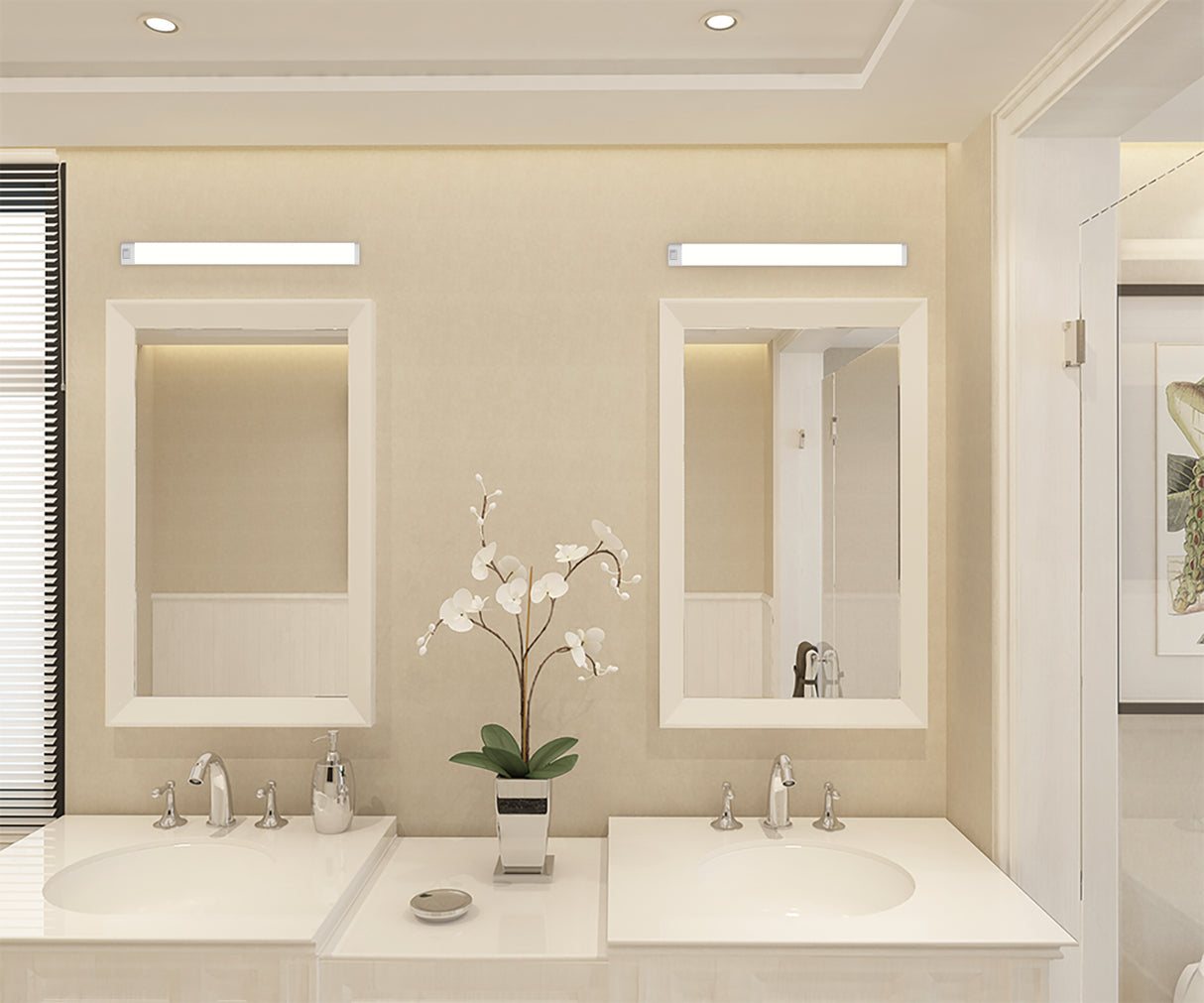 מנורת קיר מראה אמבטיה שחר שחור| לבן| IP44| CCT