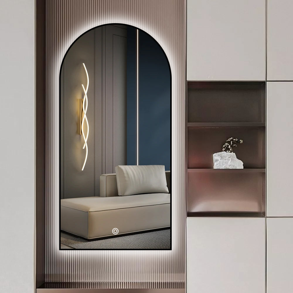 מראה מוארת קשת מלבורן מסגרת שחורה CCT