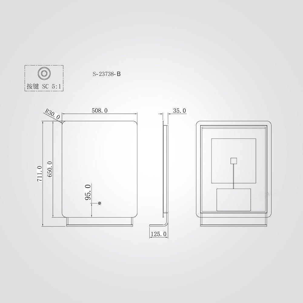 מראת LED מלבנית עם מדף | שחור | 50.8×71.1 ס"מ | עמעום | CCT