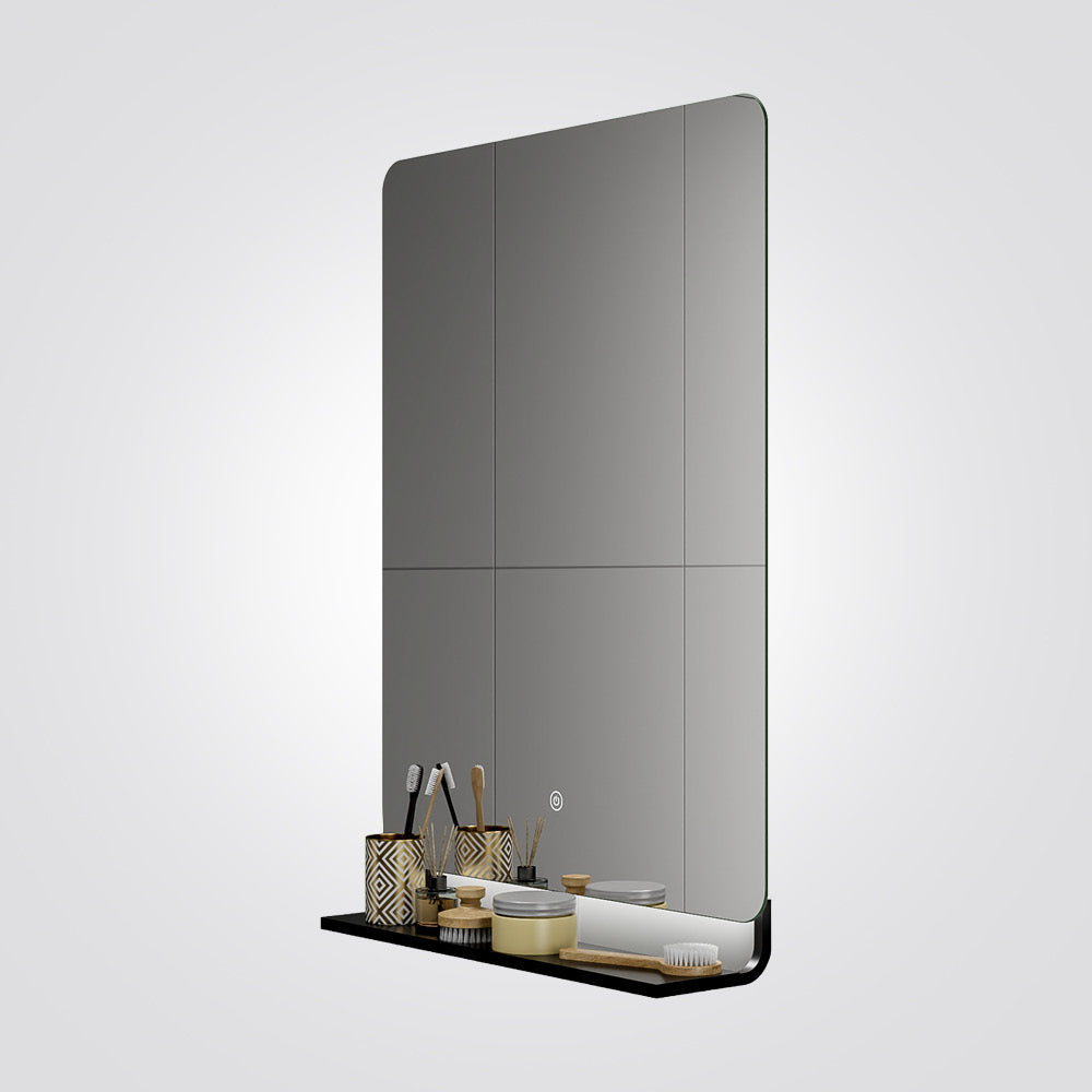 מראת LED מלבנית עם מדף | שחור | 50.8×71.1 ס"מ | עמעום | CCT