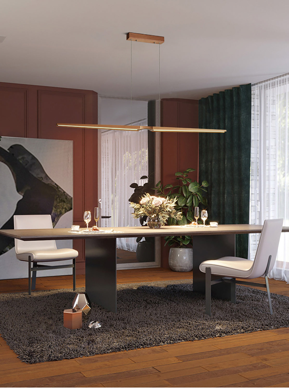 מנורת תלייה אשור עץ בוק דגם| A