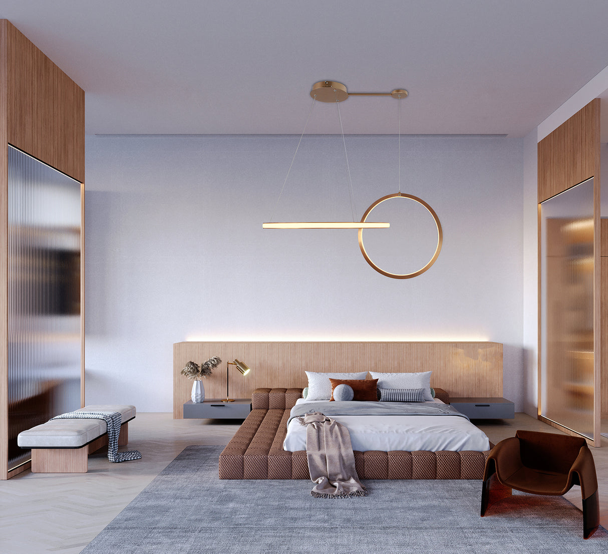 מנורת תליה אורי לד| זהב