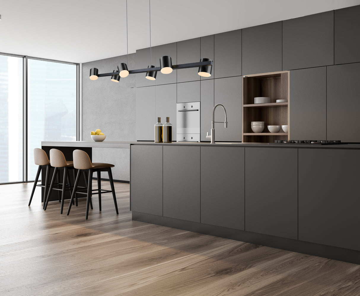 מנורת תלייה צור שישיה לד פליז+שחור | 150CM