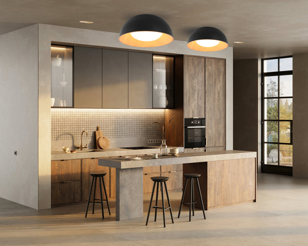 צמוד תקרה אדל לד| שחור+ עץ| Φ32| Φ50|