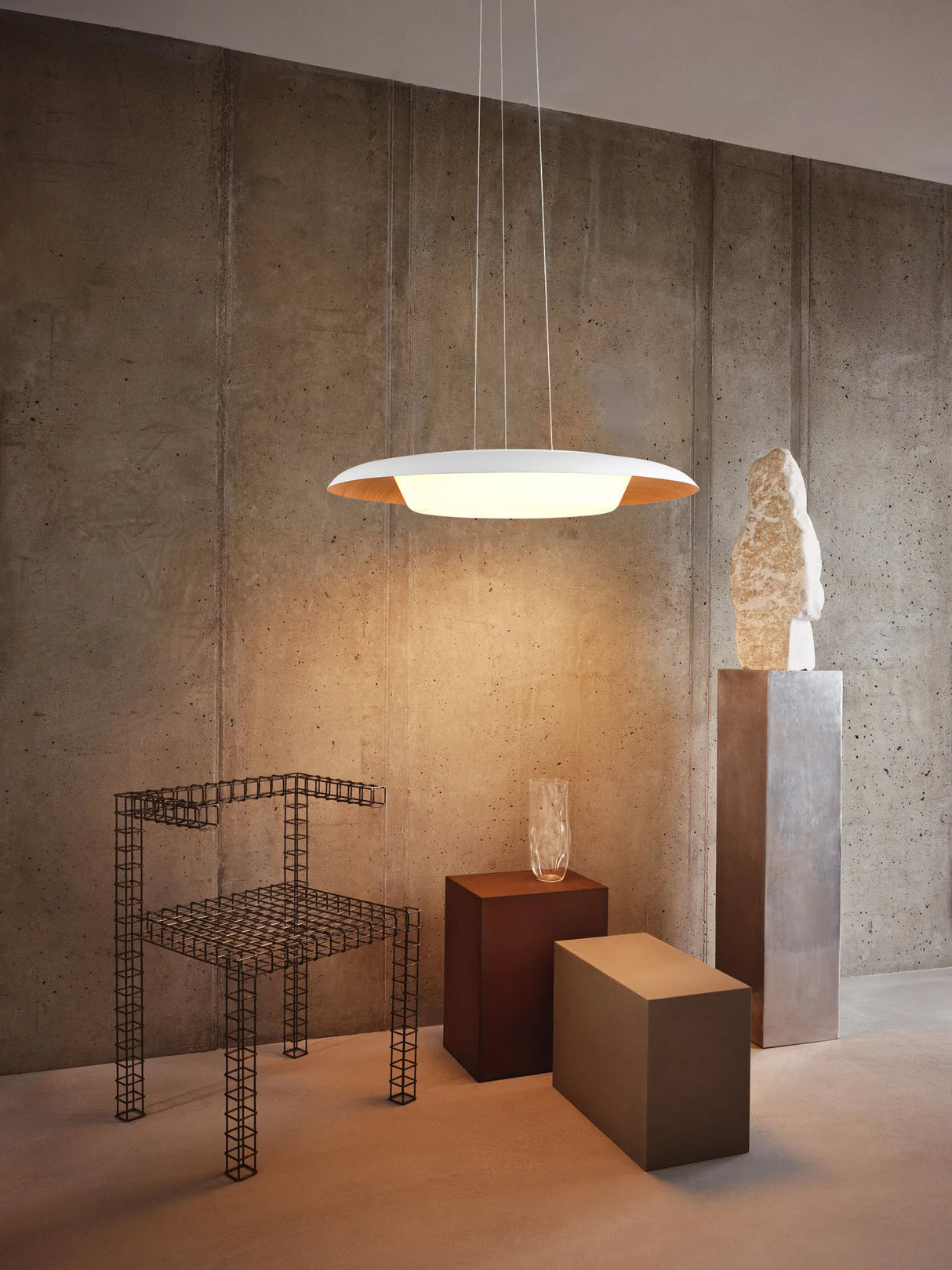 מנורת תליה אווה לד| לבן+עץ|Φ60