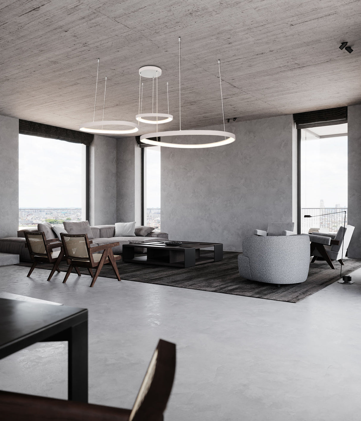 מנורת תליה סולו שלישיה שחור| זהב| לבן