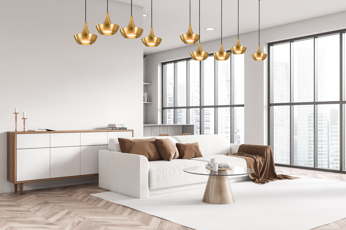 מנורת תלייה פרינס לד חמישייה| פליז