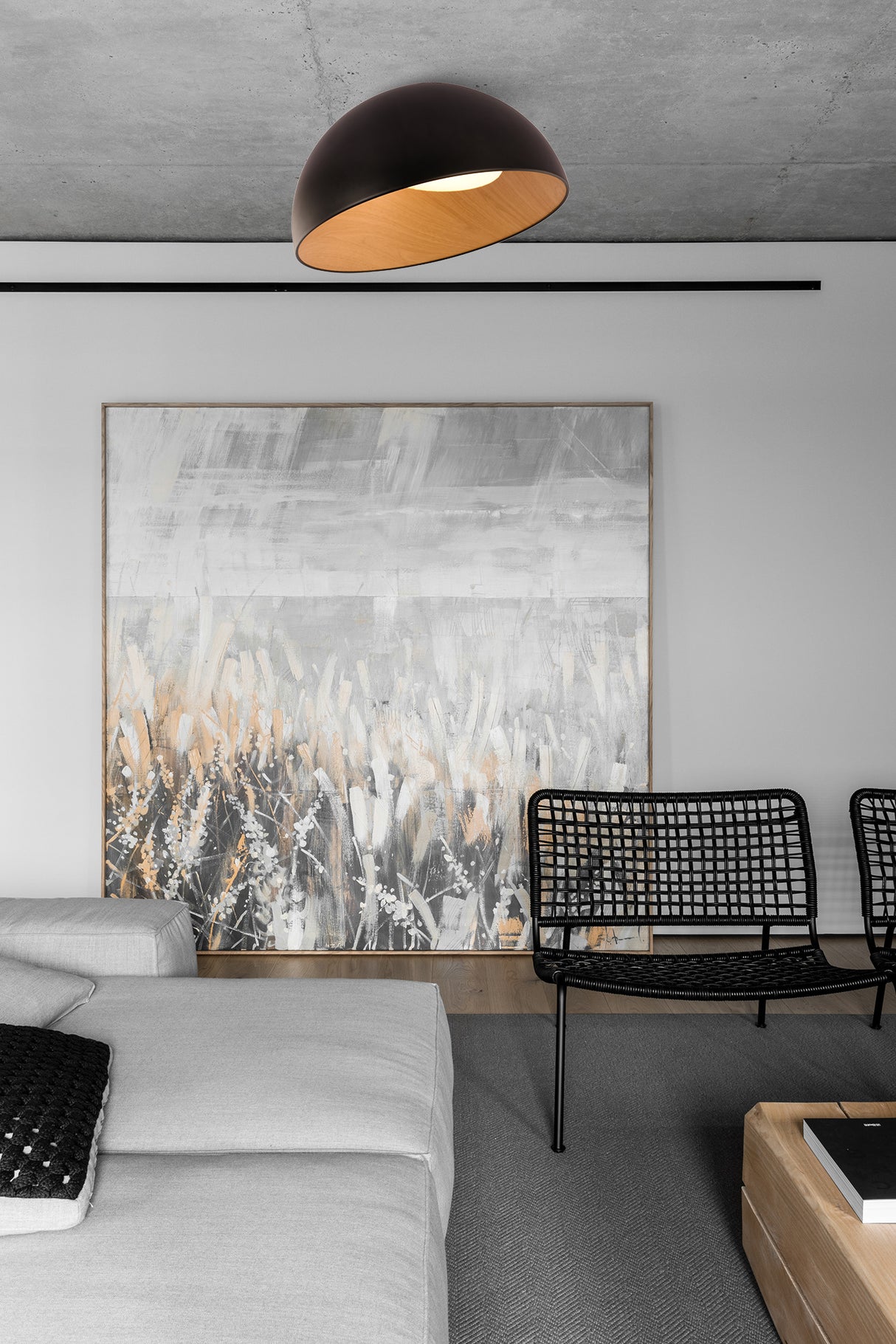 צמוד תקרה דארין אלכסוני לד שחור+ עץ | Φ50