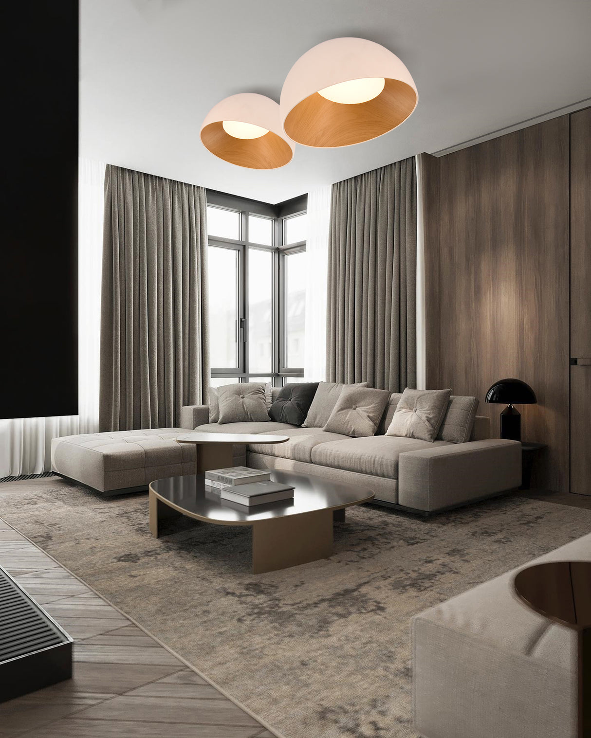 צמוד תקרה דארין אלכסוני לד לבן + עץ | Φ50