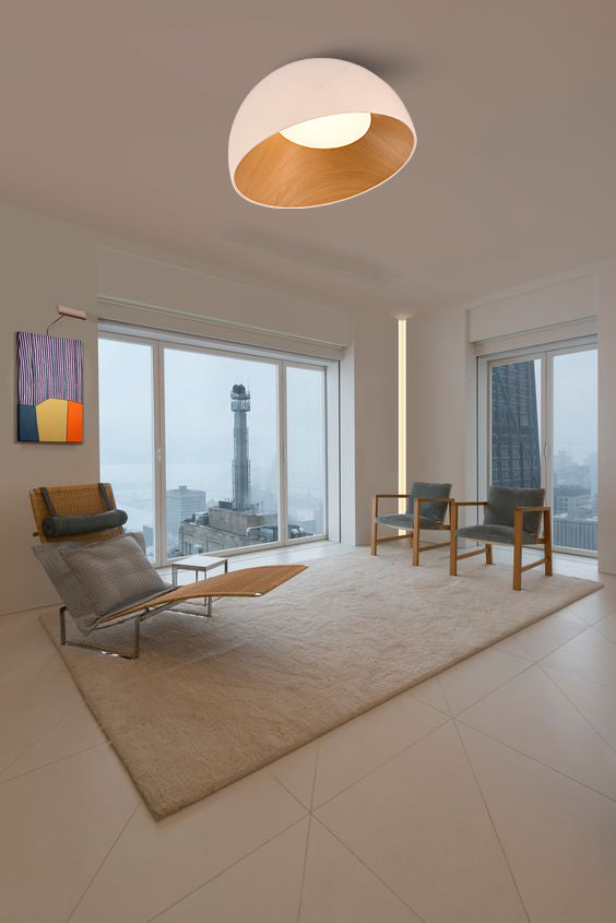 צמוד תקרה דארין אלכסוני לד לבן + עץ | Φ50