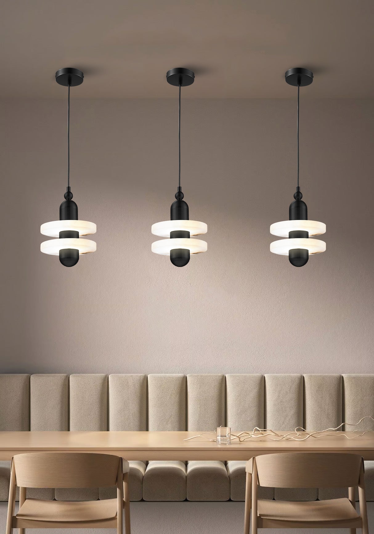 מנורת תלייה טויינס דיסק שיש זהב| שחור