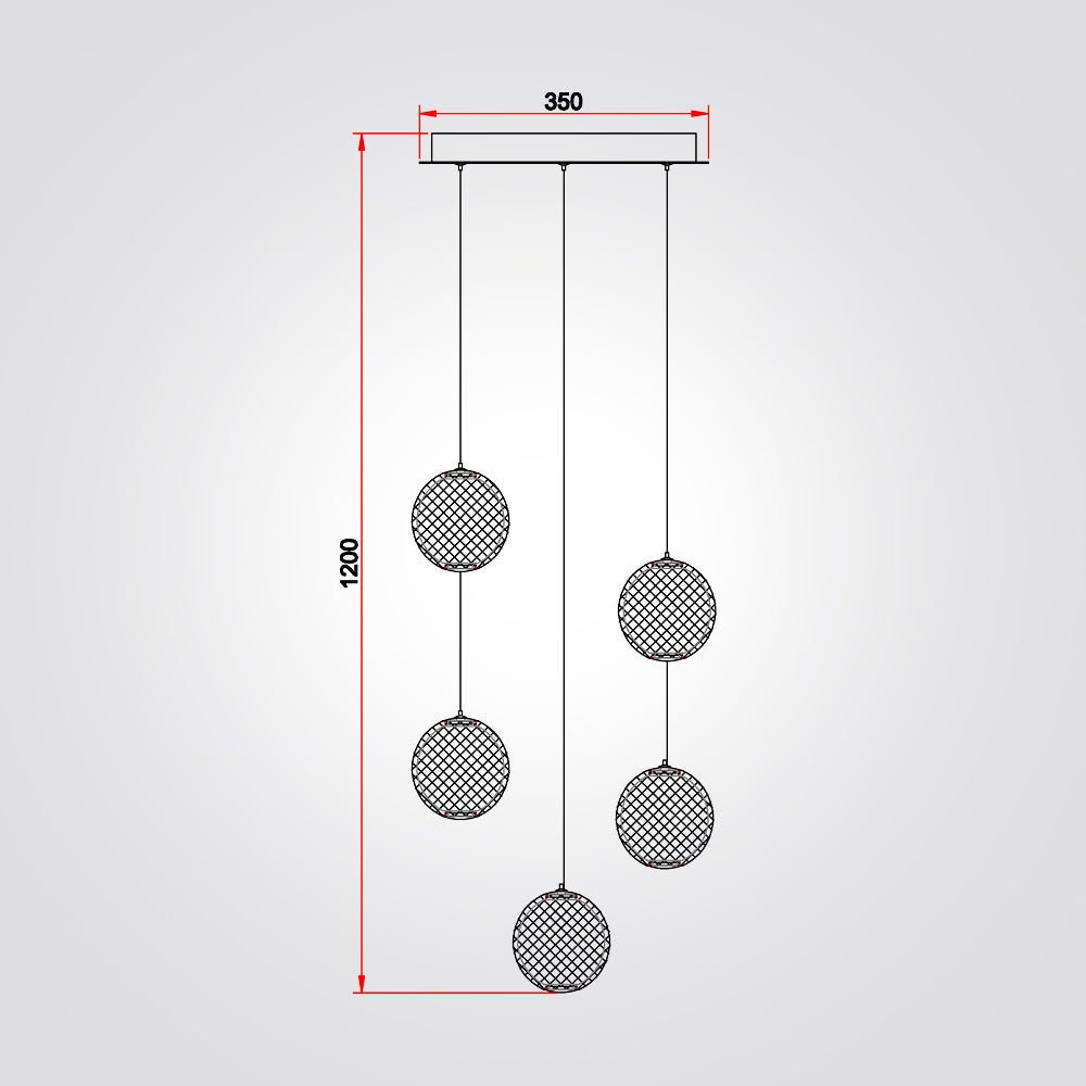 מנורת תלייה דורנגו לד חמישיה| בסיס עגול