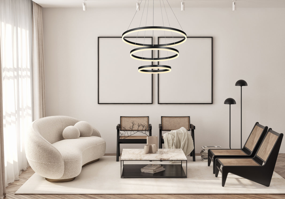 מנורת תלייה מלטה שלישייה לד| שחור