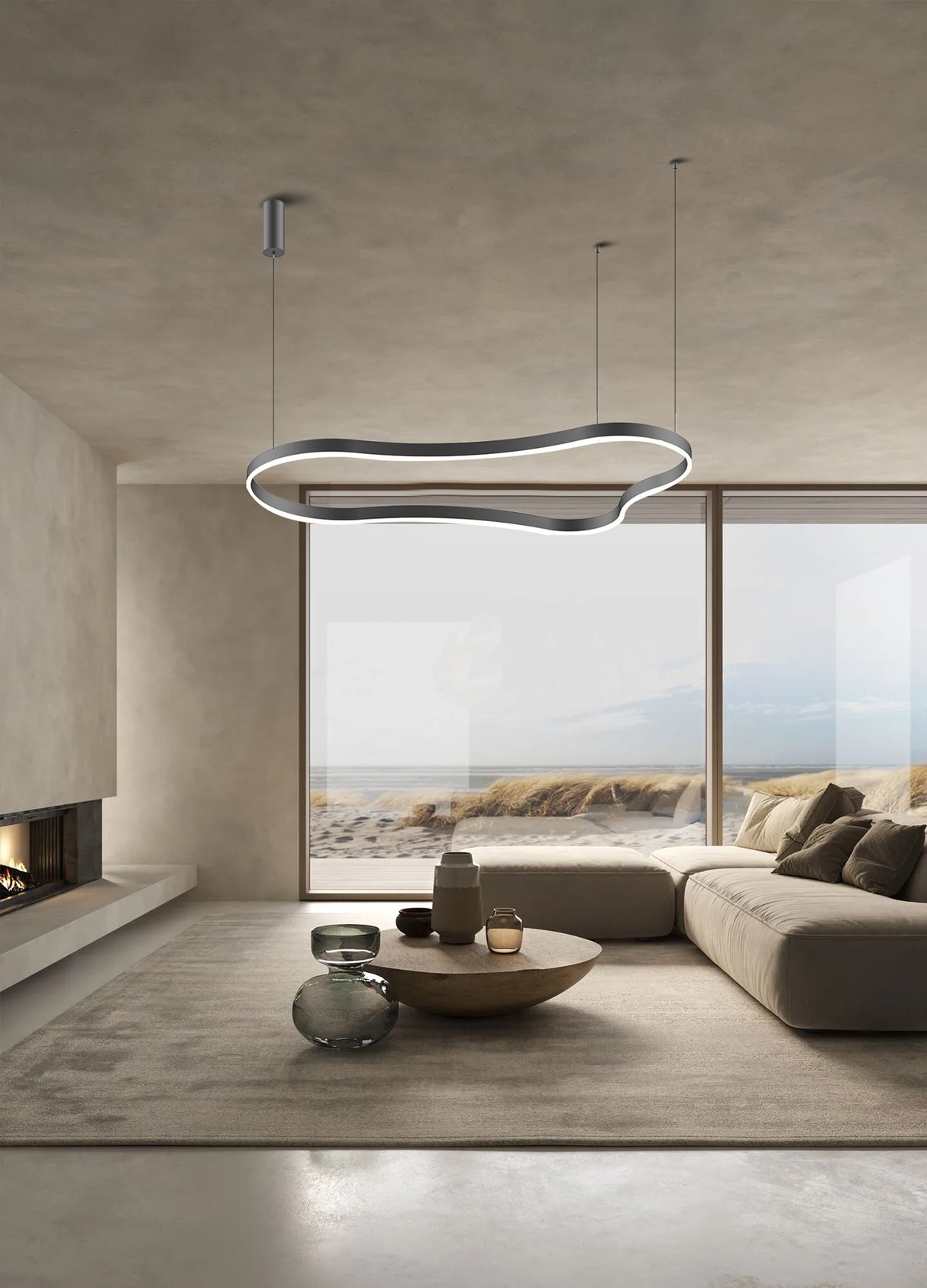 מנורת תליה מלטה לד שחור| Φ90