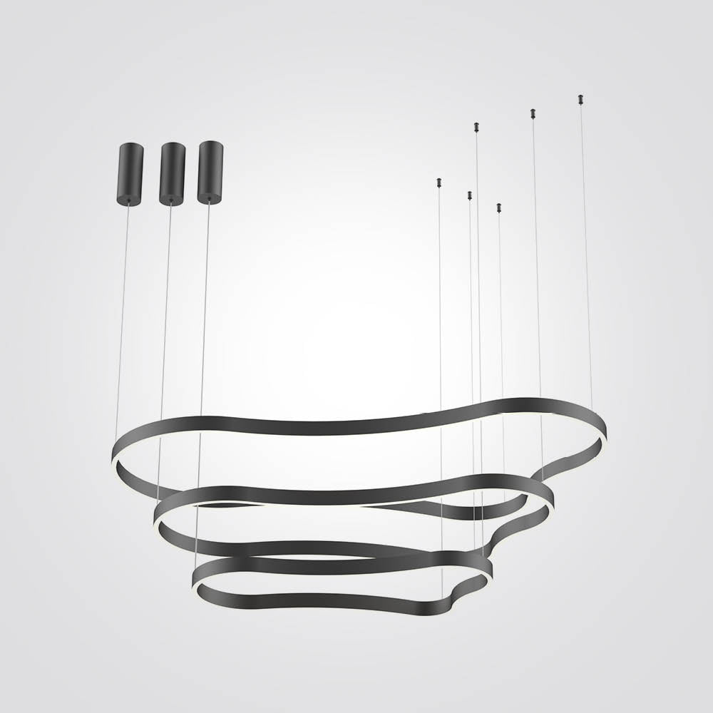 מנורת תלייה מלטה שחור שלישייה לד Φ90+ Φ120+Φ150