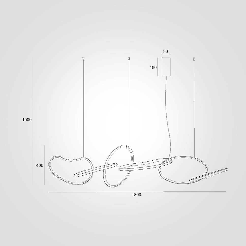 מנורת תלייה טבעות פדרו לד| שחור