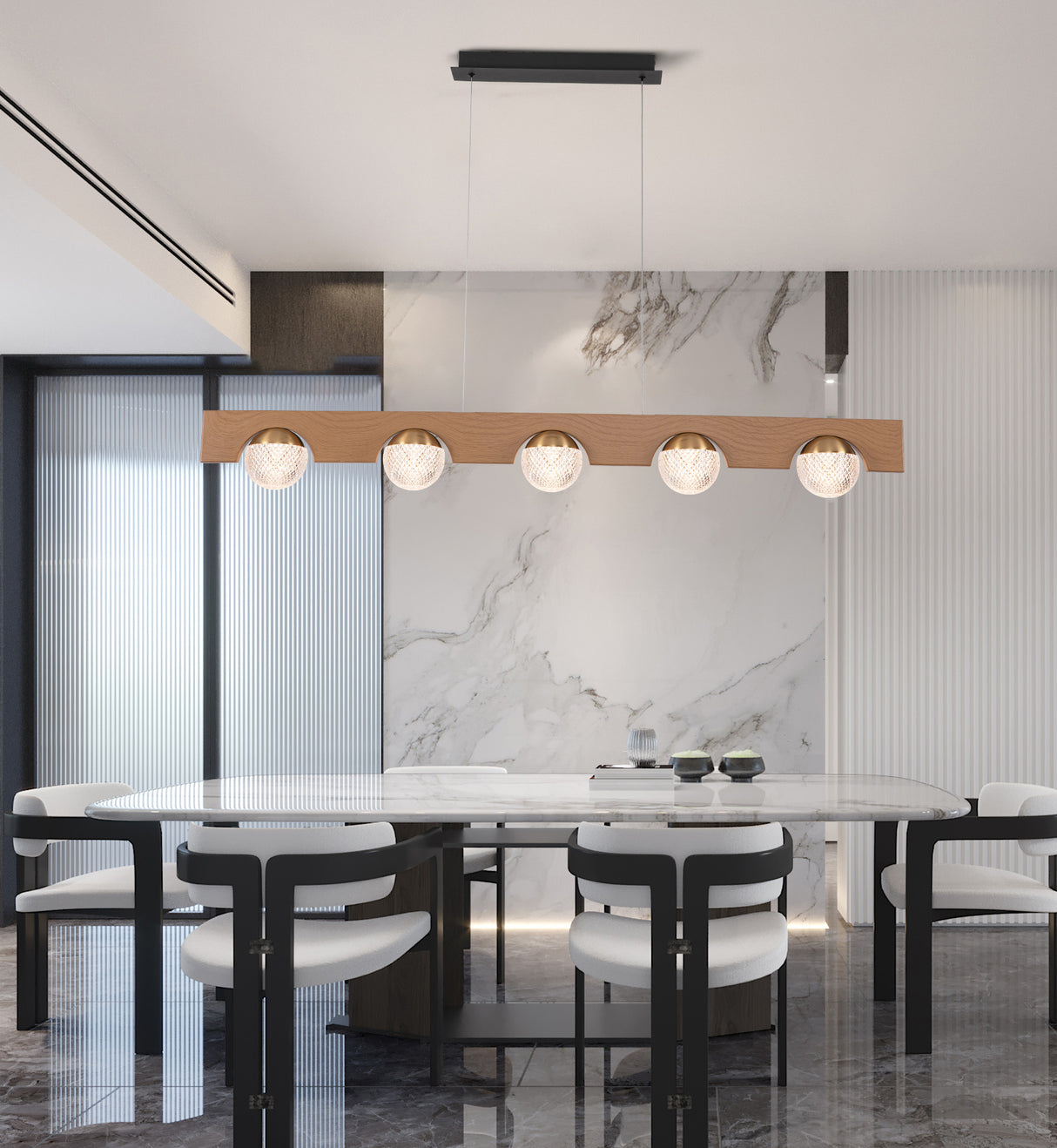 מנורת תליה לוטן לד| עץ+ פליז