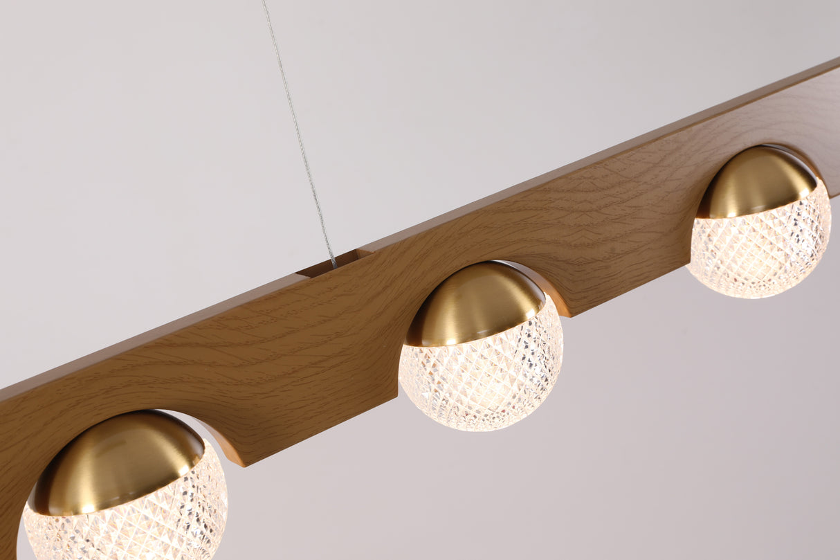 מנורת תליה לוטן לד| עץ+ פליז