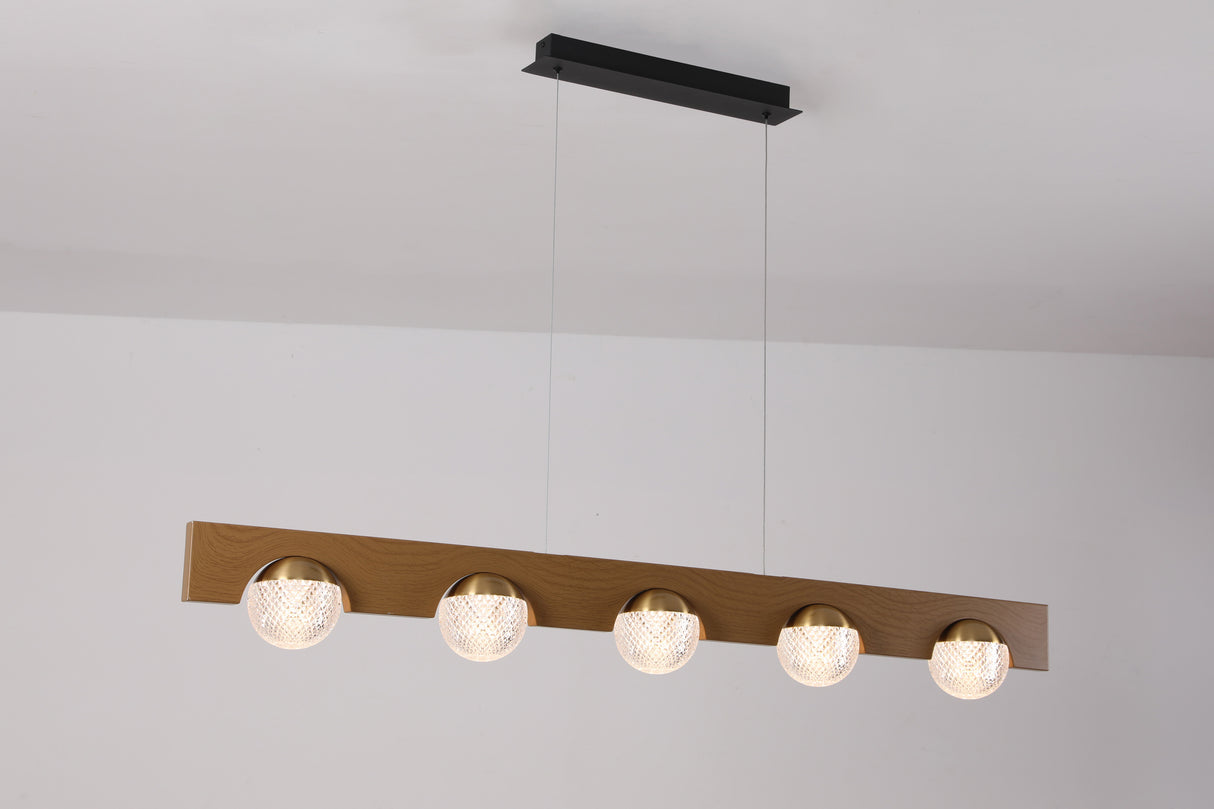 מנורת תליה לוטן לד| עץ+ פליז