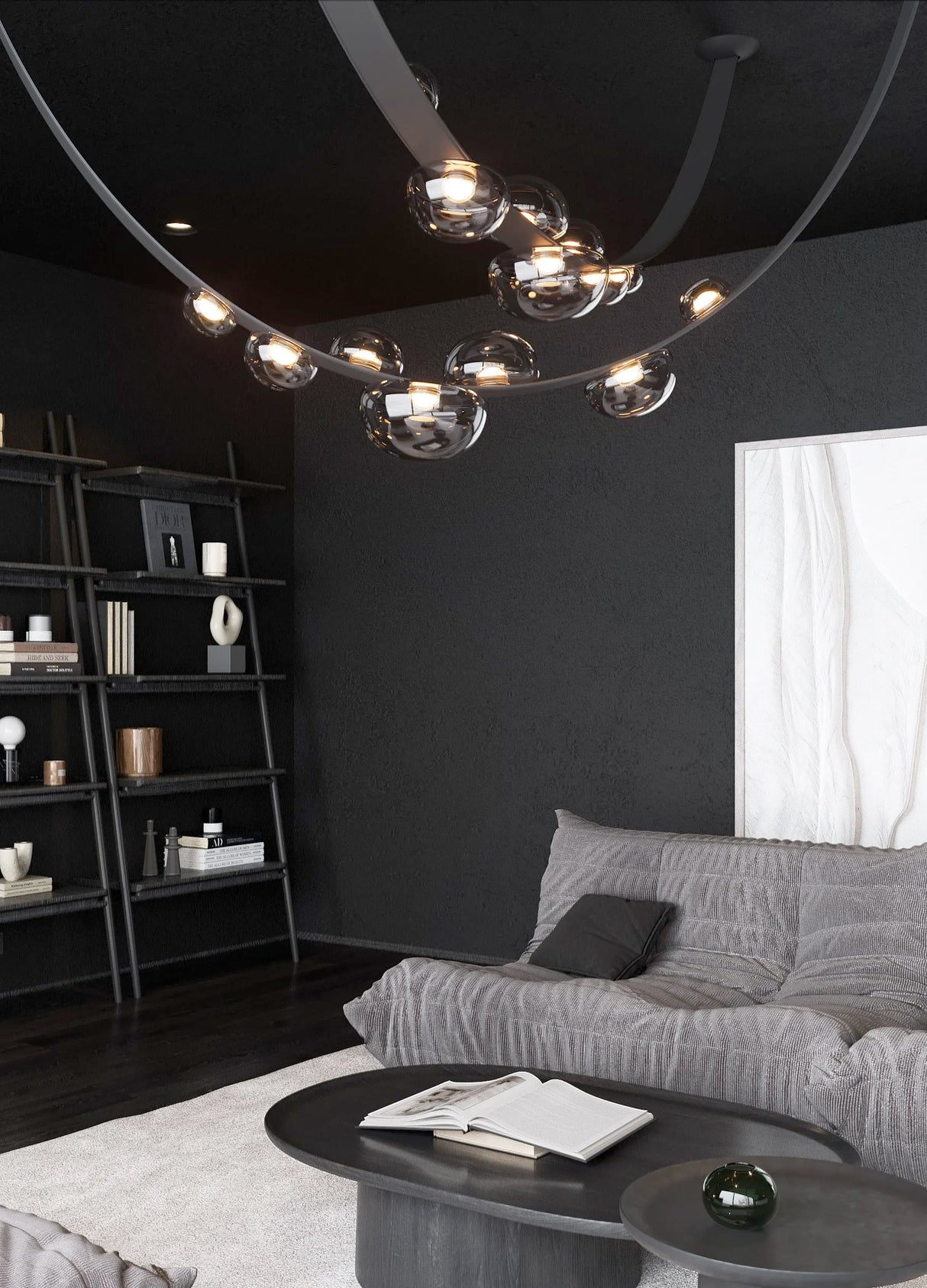 מנורת תלייה מיאל עור סינתטי צבע שחור דגם | A