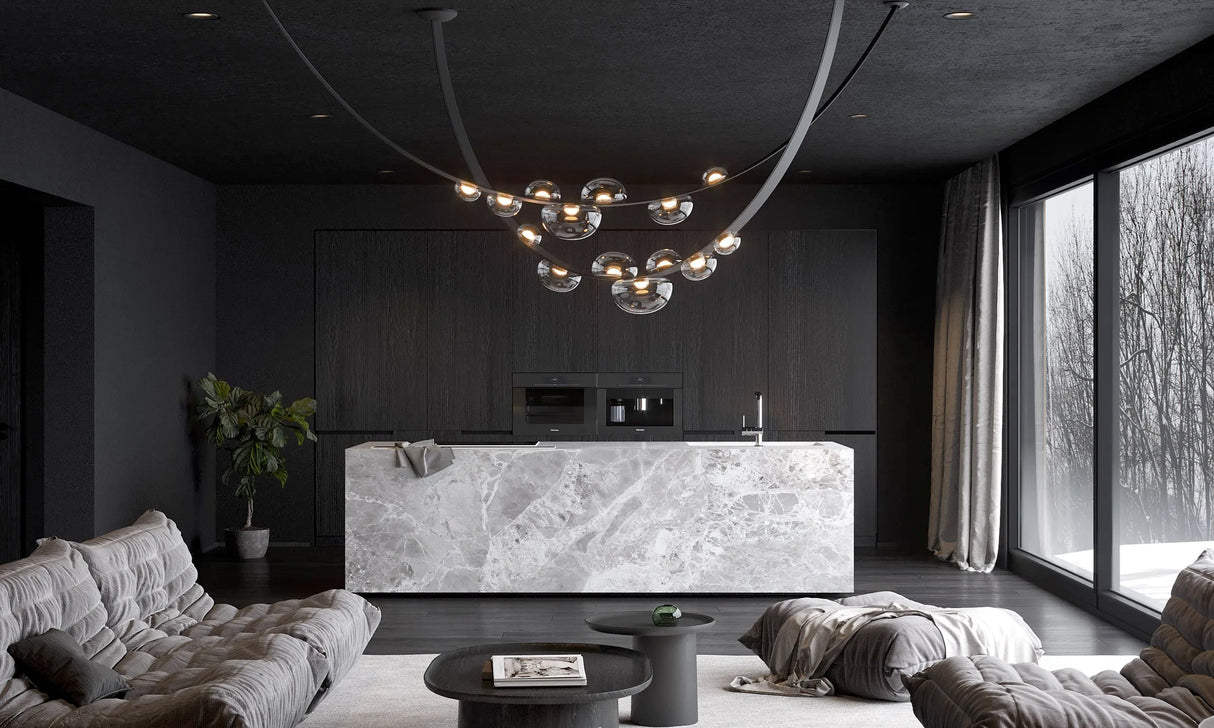 מנורת תלייה מיאל עור סינתטי צבע שחור דגם | A