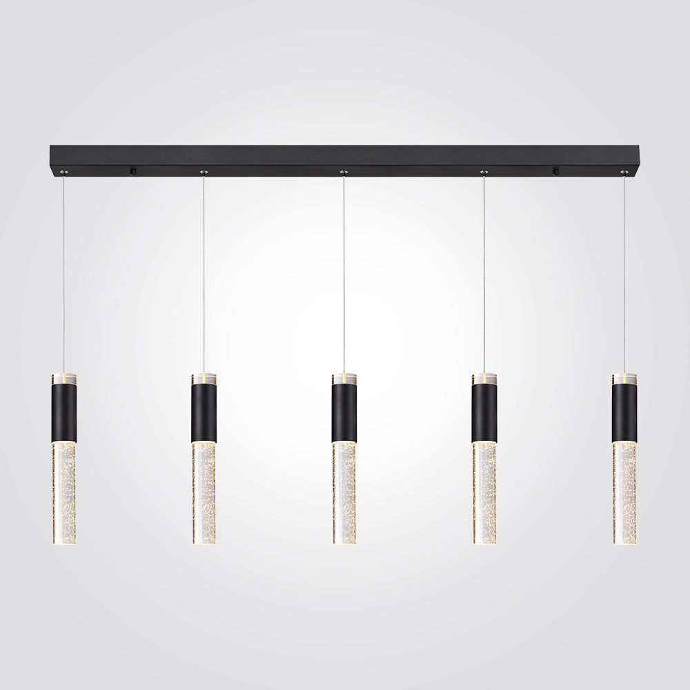 מנורת תלייה חמשייה תבור שחור קריסטל מודרני