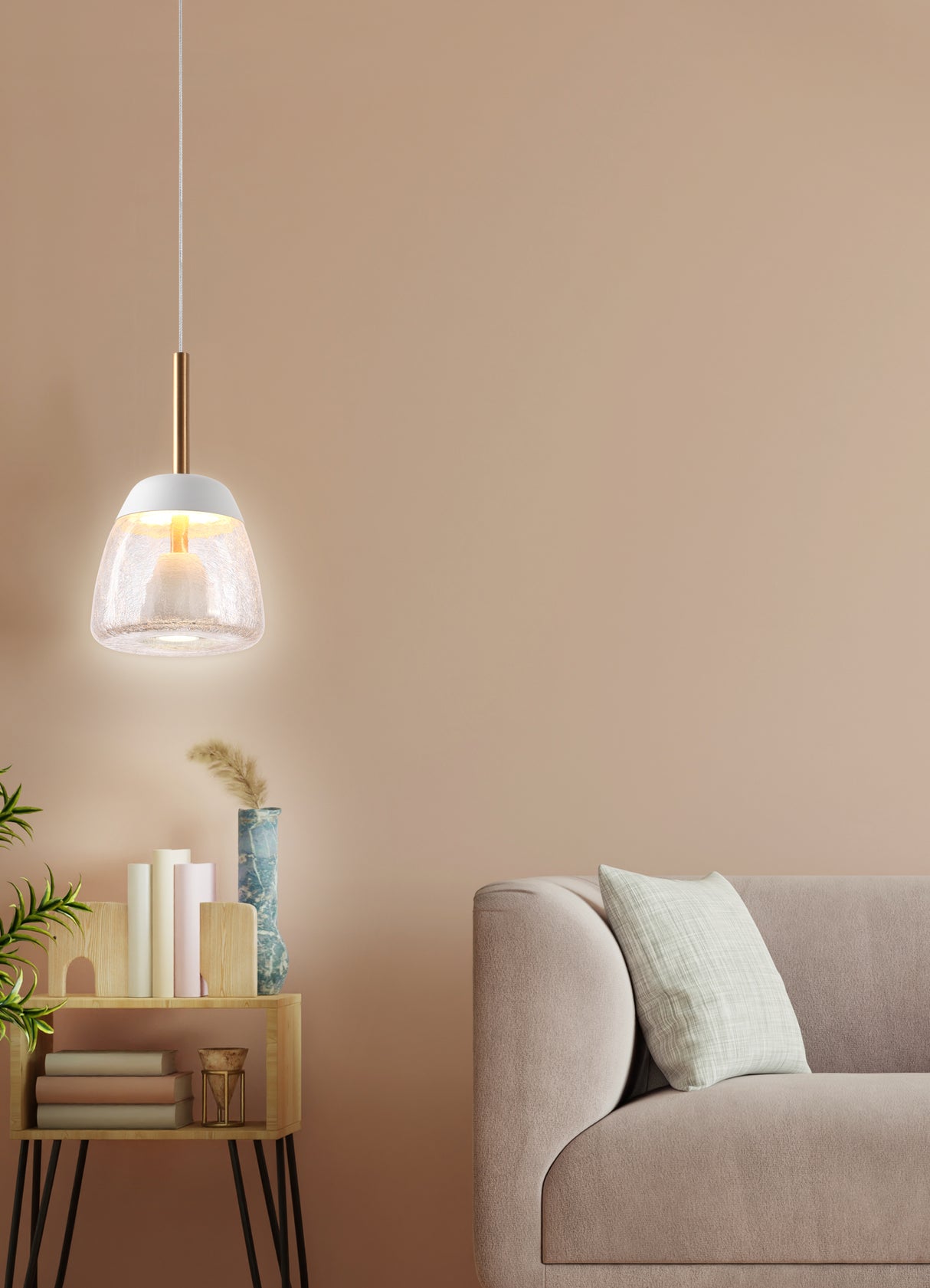 מנורת תלייה בודד תדהר לבן+ זהב