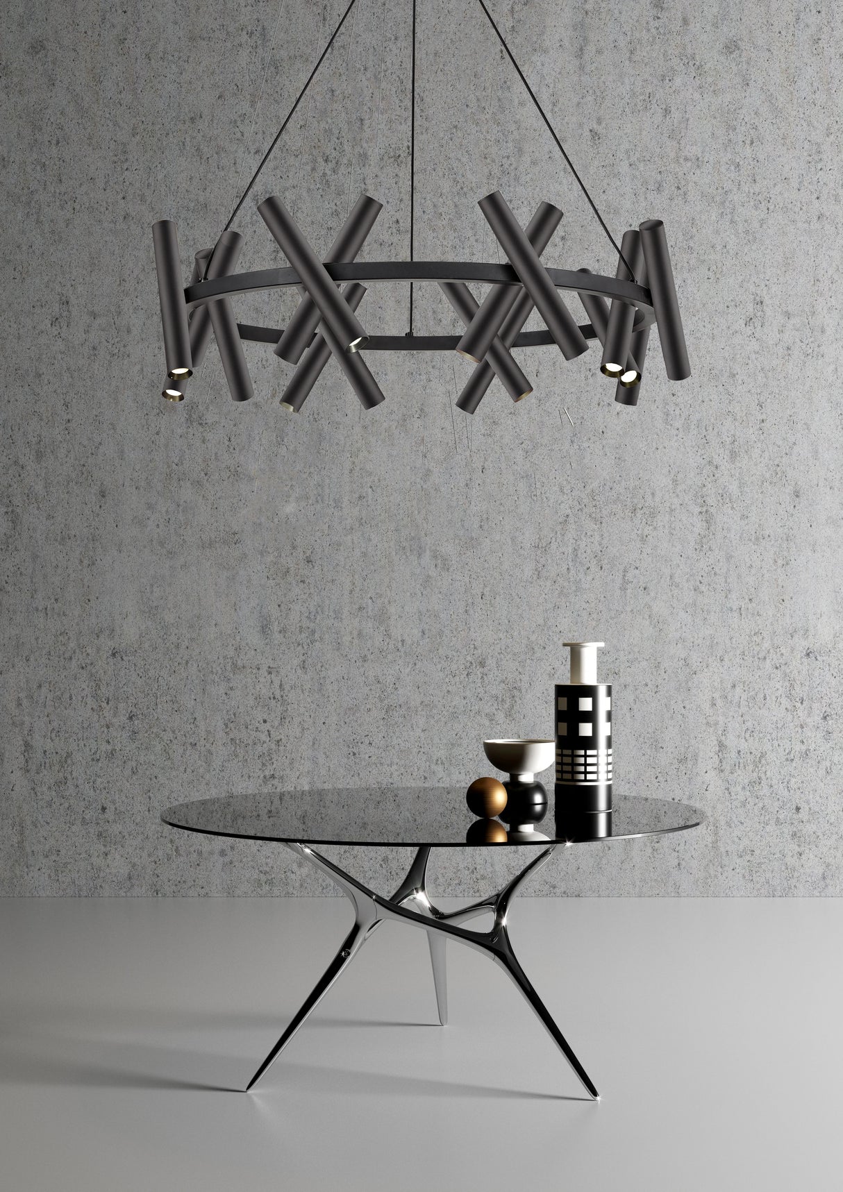 מנורת תלייה חמשייה חן שחור דגם | A