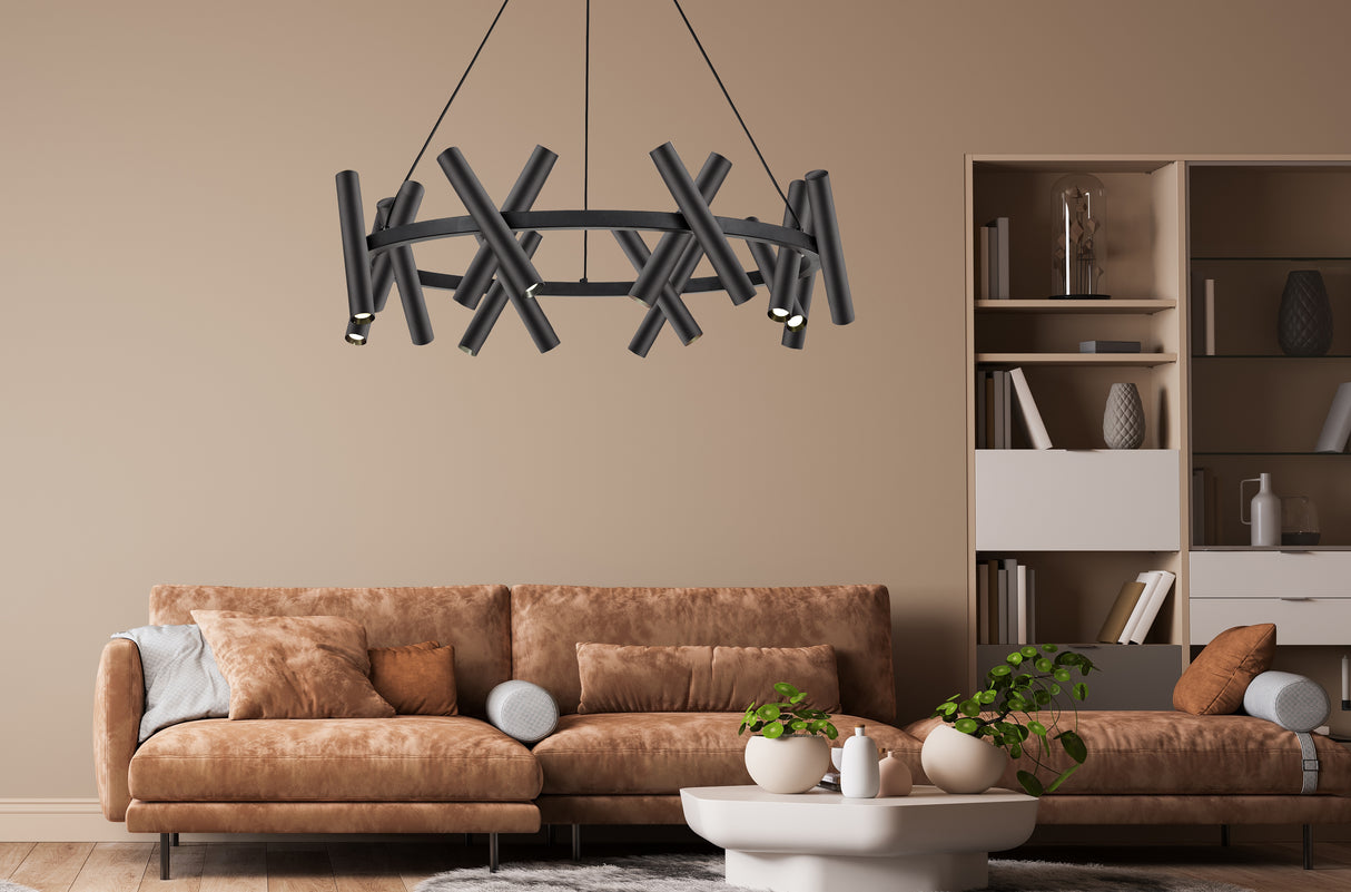 מנורת תלייה חמשייה חן שחור דגם | A