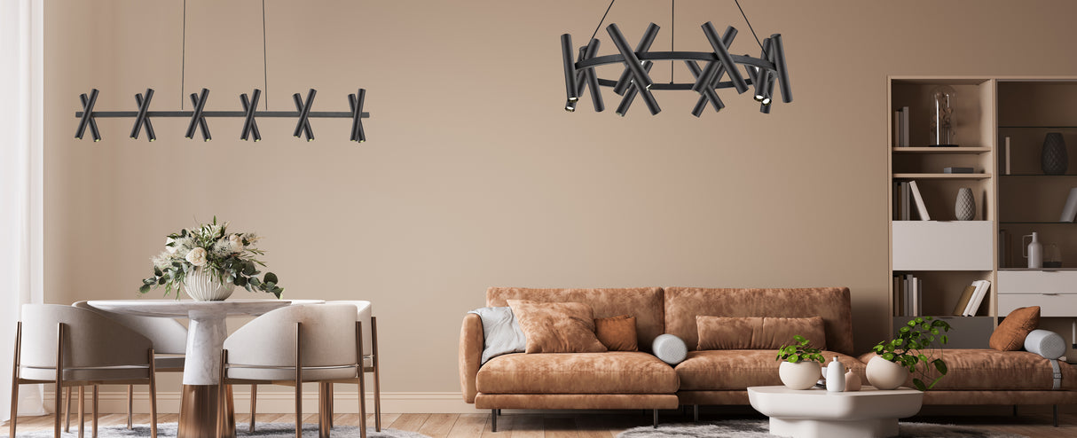 מנורת תלייה חמשייה חן שחור דגם | A