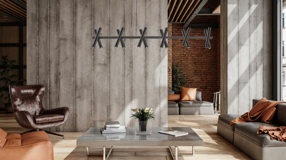 מנורת תלייה חמשייה חן שחור דגם | B