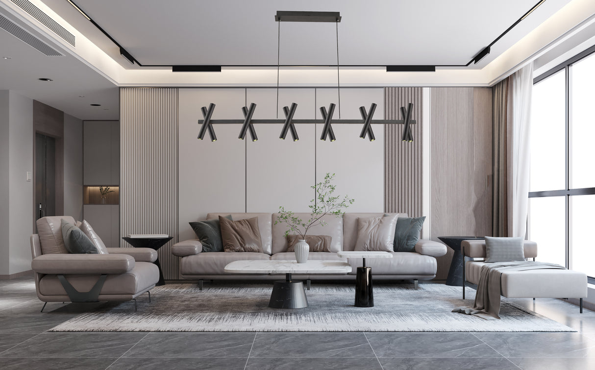 מנורת תלייה חמשייה חן שחור דגם | B