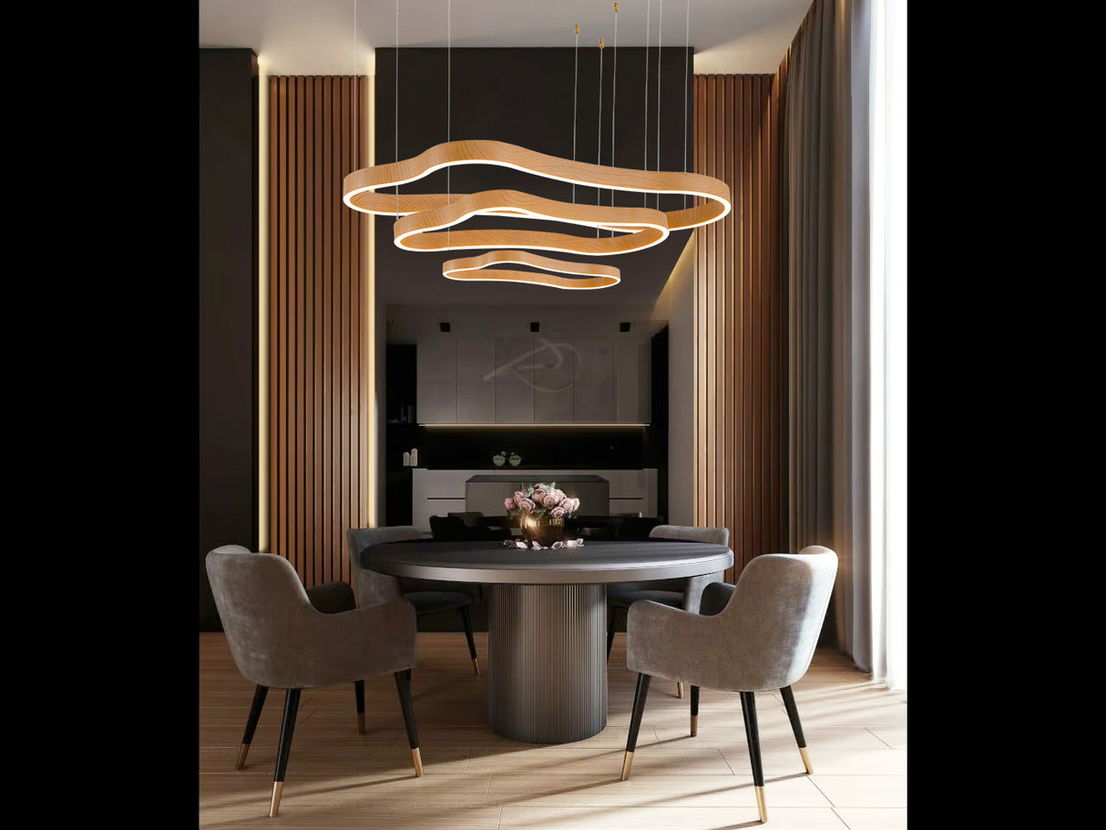 מנורת תלייה קפרסין עץ שלישייה לד Φ60+ Φ80+Φ100