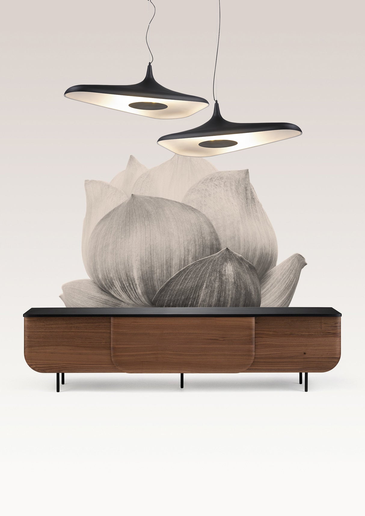 מנורת תלייה ליאן שחור+ לבן קוטר Φ60| Φ120 CM