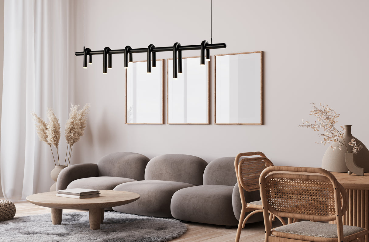 מנורת תלייה נופר לינארי לד שחור| 150CM