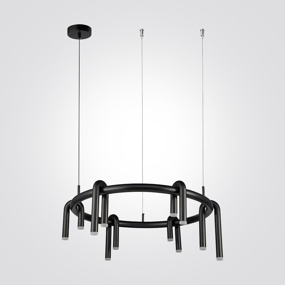 מנורת תלייה לד נופר עגול שחור|Φ80