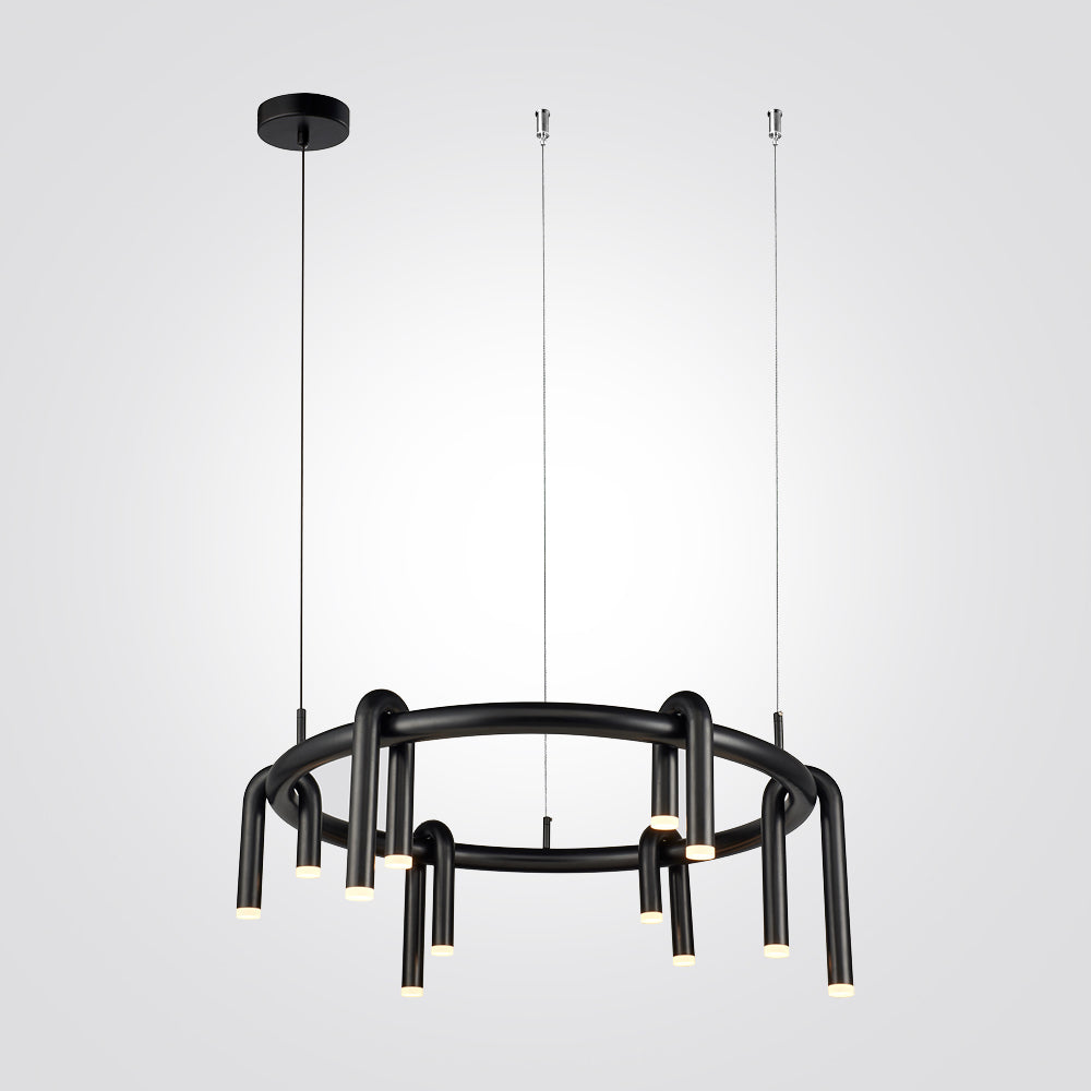 מנורת תלייה לד נופר עגול שחור|Φ80