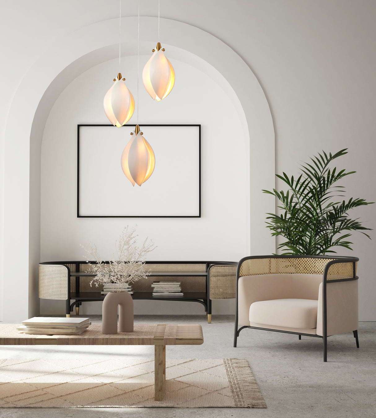 מנורת תלייה קרמיקה רמון שלישייה