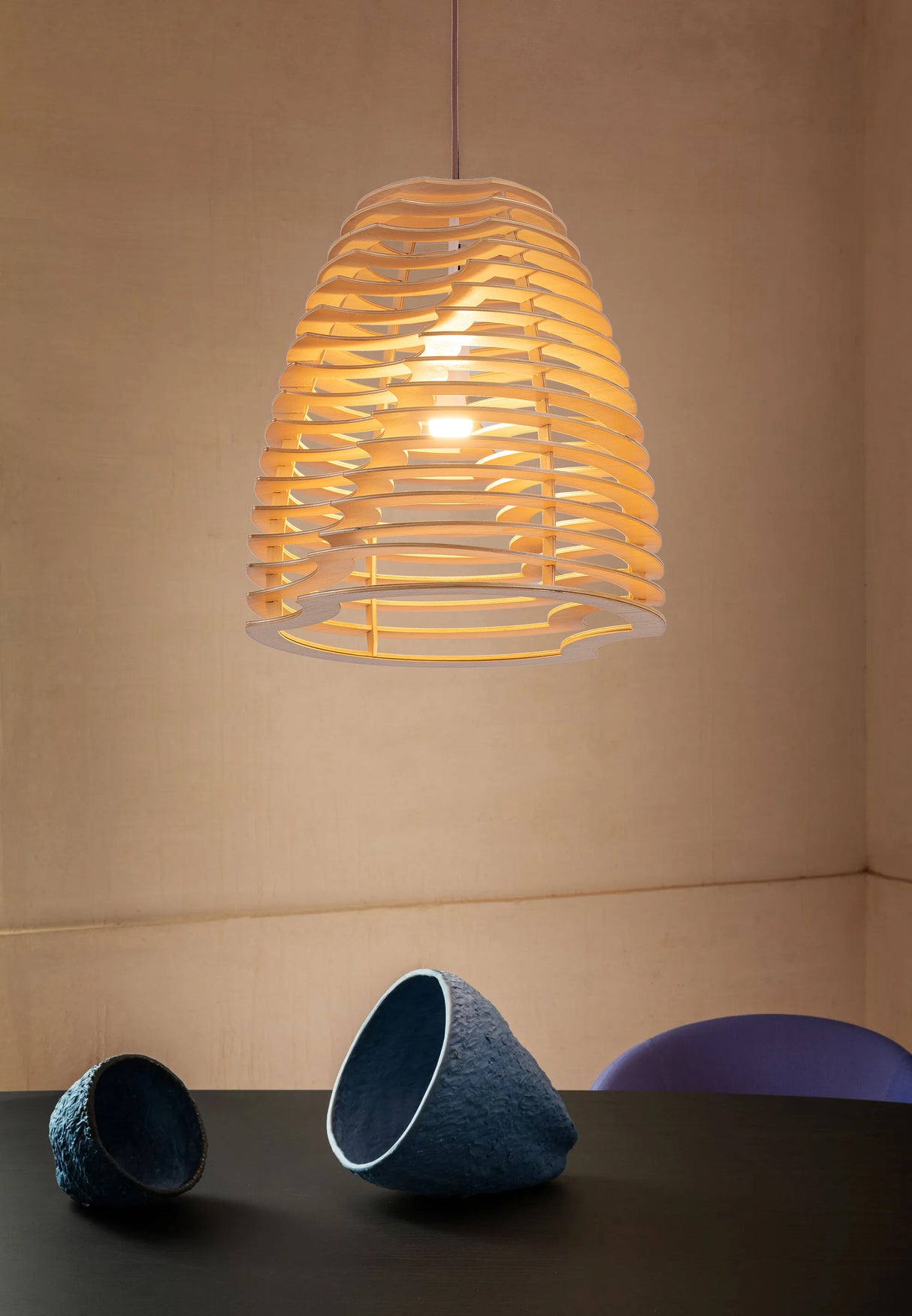 מנורת תלייה אמסטרדם עץ טבעי דגם| A