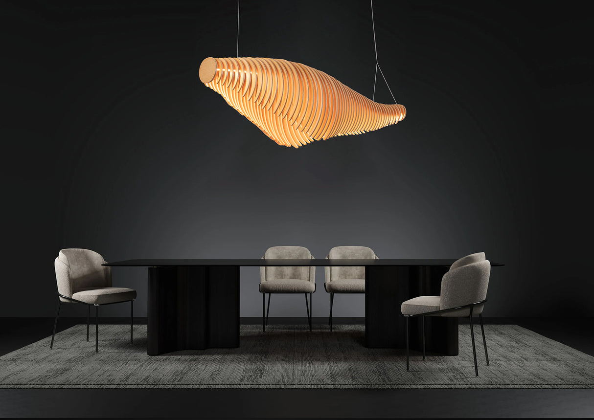 מנורת תלייה אמסטרדם עץ טבעי דגם| B