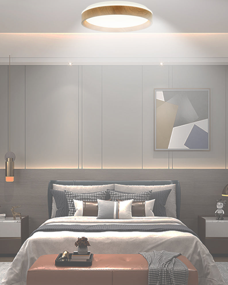 צמוד תקרה לוצי לד | לבן +עץ| 72W| CCT | Φ51